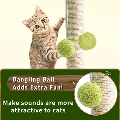 Green Leaves Cat Scratching Post with Sisal Rope