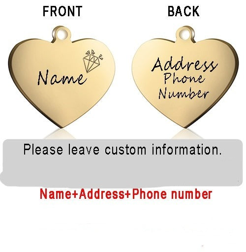 Dog ID Heart Tag Custom Personalized