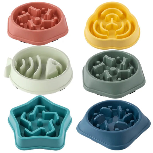 Round Slow Food Bowl for Pet Cats and Dogs: Multiple Colours and Shapes